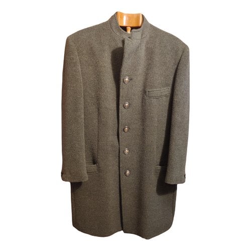 Pre-owned Versace Cashmere Coat In Green