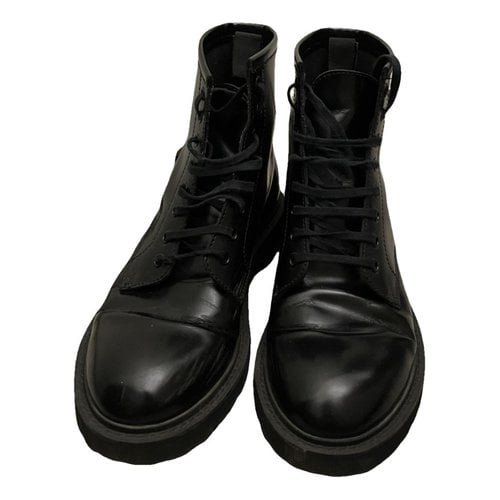 Pre-owned Saint Laurent Army Leather Boots In Black
