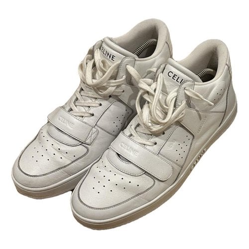 Pre-owned Celine Leather High Trainers In White