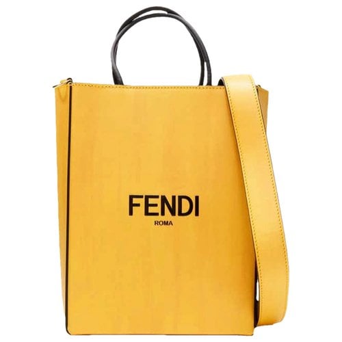Pre-owned Fendi Ff Leather Crossbody Bag In Yellow
