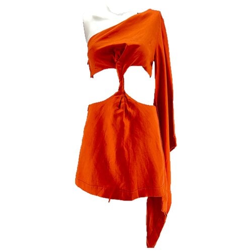 Pre-owned Cult Gaia Linen Mini Dress In Orange