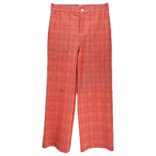 Pre-owned Ganni Trousers In Red