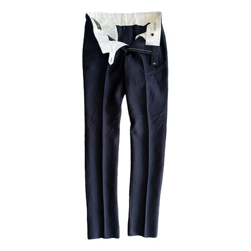 Pre-owned Loro Piana Linen Trousers In Blue