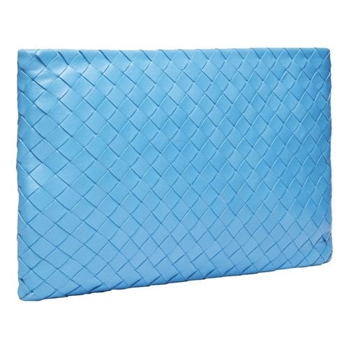 Pre-owned Bottega Veneta Leather Clutch Bag In Blue