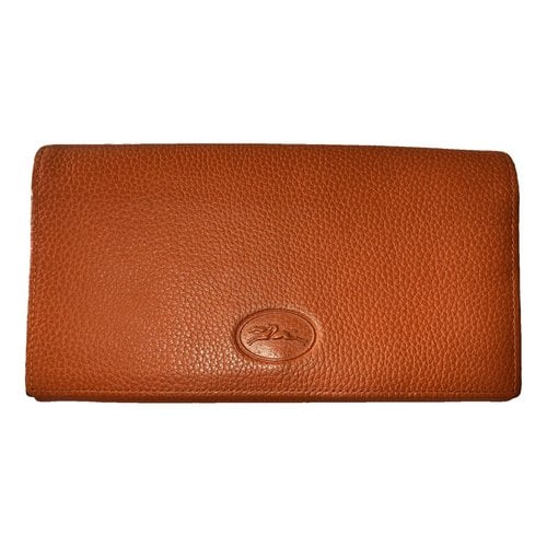 Pre-owned Longchamp Leather Wallet In Orange