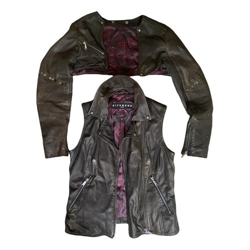 Pre-owned John Richmond Leather Jacket In Brown