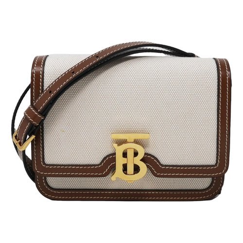 Pre-owned Burberry Tb Bag Cloth Crossbody Bag In White