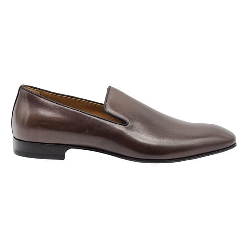 Pre-owned Christian Louboutin Leather Flats In Brown