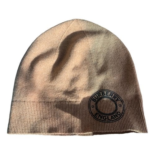 Pre-owned Burberry Cashmere Beanie In Camel