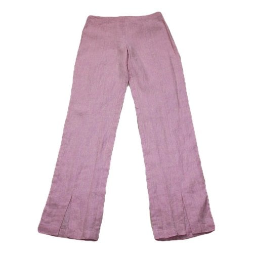 Pre-owned Escada Linen Straight Pants In Pink