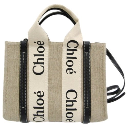 Pre-owned Chloé Woody Cloth Handbag In Beige