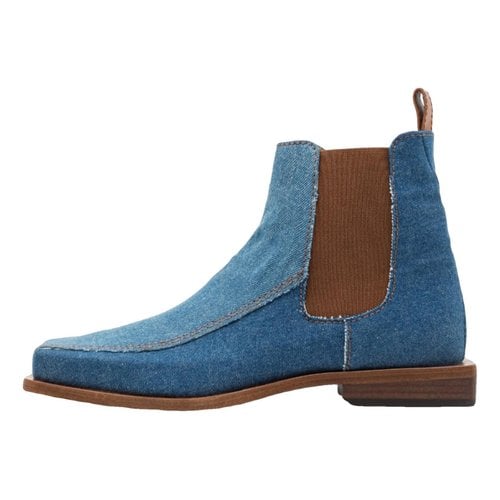 Pre-owned Ahluwalia Leather Boots In Blue