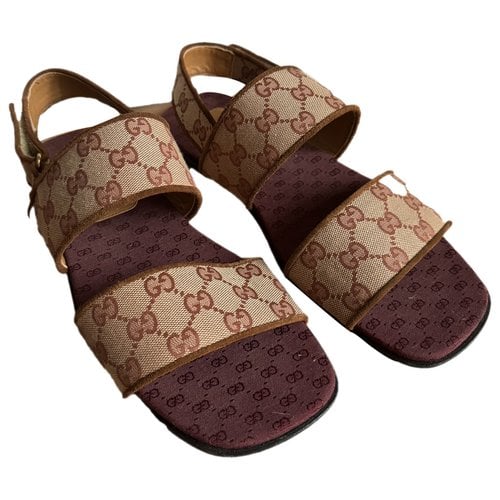 Pre-owned Gucci Cloth Sandals In Brown