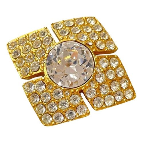Pre-owned Dior Crystal Pin & Brooche In Gold