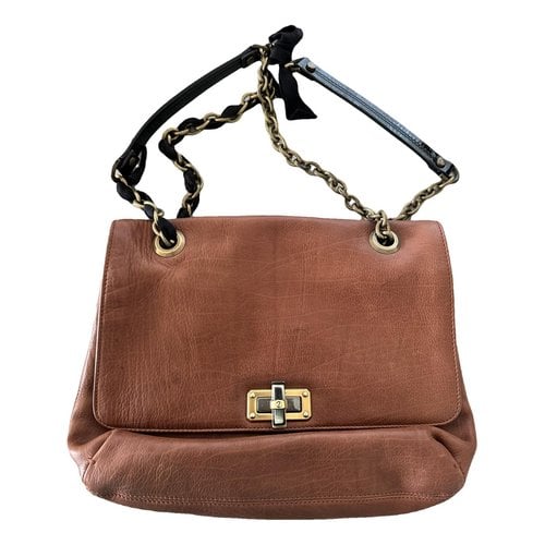 Pre-owned Lanvin Happy Leather Handbag In Brown