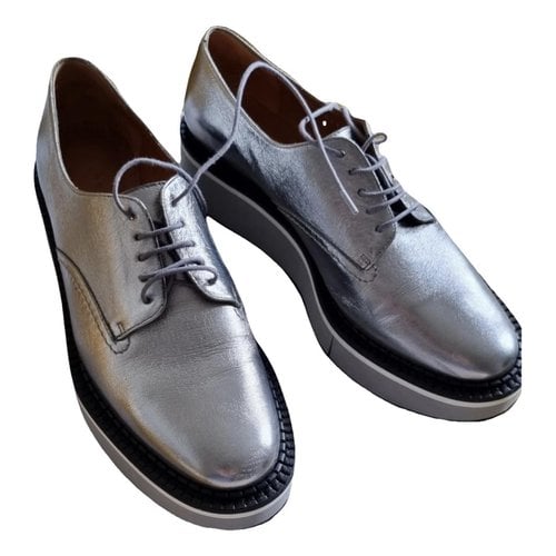 Pre-owned Robert Clergerie Leather Lace Ups In Silver