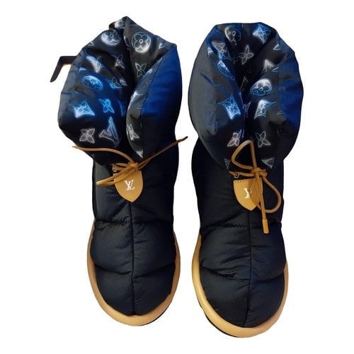Pre-owned Louis Vuitton Pillow Cloth Ankle Boots In Blue
