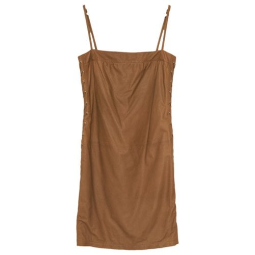 Pre-owned Gucci Leather Mid-length Dress In Camel