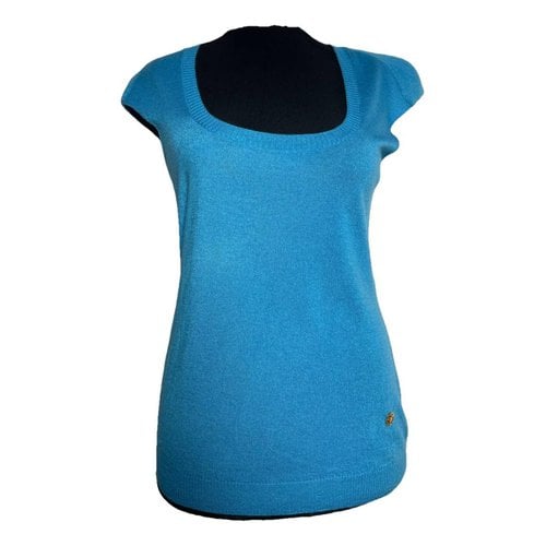 Pre-owned Roberto Cavalli Cashmere Jersey Top In Blue