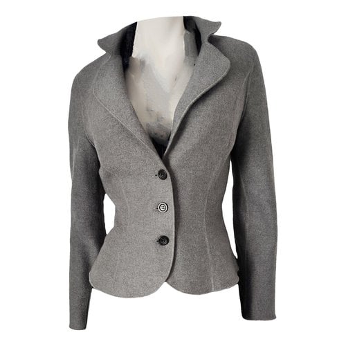 Pre-owned Marc Cain Wool Blazer In Grey