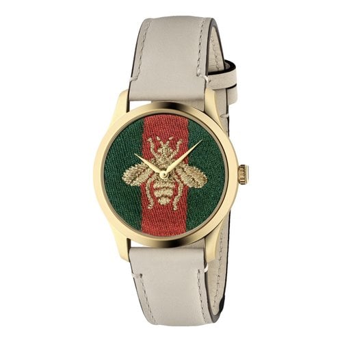 Pre-owned Gucci G-timeless Watch In Beige
