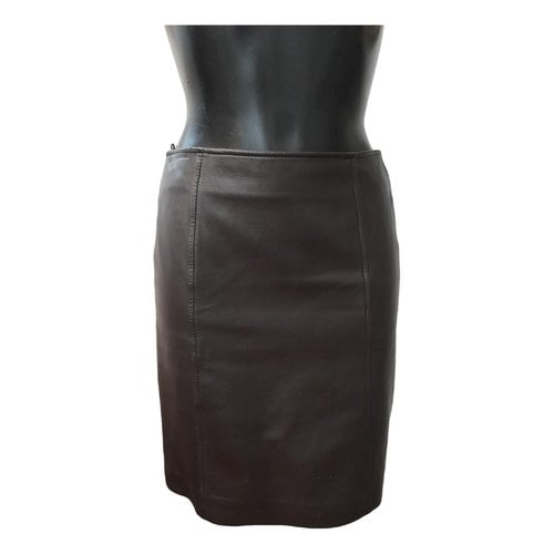 Pre-owned Max & Co Leather Mini Skirt In Brown