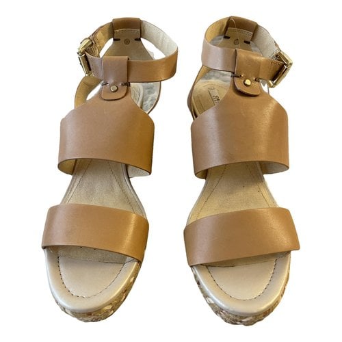Pre-owned Geox Leather Sandals In Camel