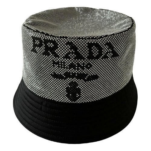 Pre-owned Prada Glitter Hat In Black