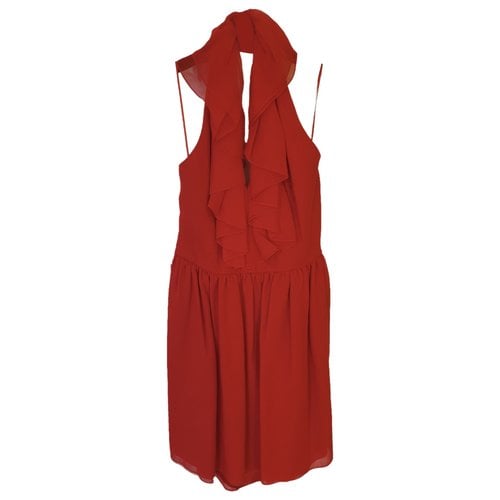 Pre-owned Tara Jarmon Silk Mid-length Dress In Red
