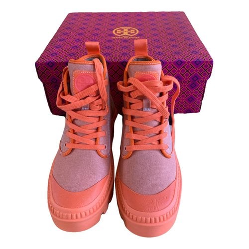 Pre-owned Tory Burch Cloth Trainers In Orange