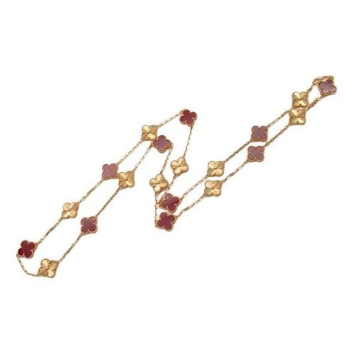 Pre-owned Van Cleef & Arpels Vintage Alhambra Pink Gold Necklace In Red