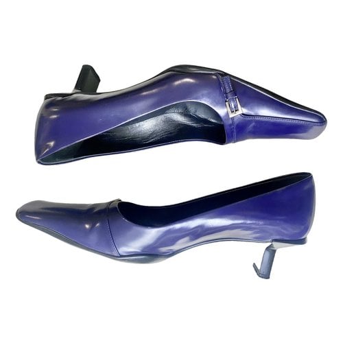Pre-owned Prada Leather Ballet Flats In Purple