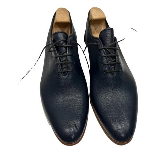 Pre-owned Kiton Leather Lace Ups In Blue