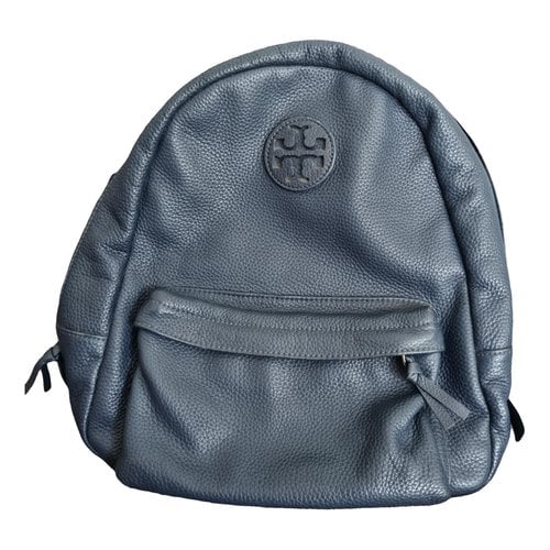 Pre-owned Tory Burch Leather Backpack In Blue