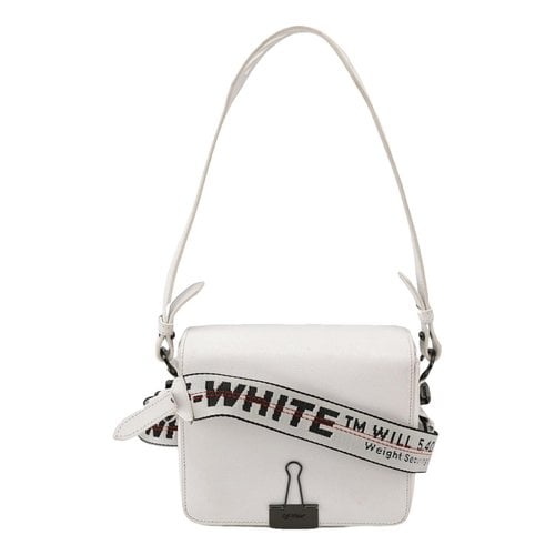 Pre-owned Off-white Binder Leather Crossbody Bag In White
