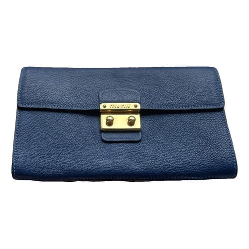 Pre-owned Miu Miu Leather Clutch Bag In Blue