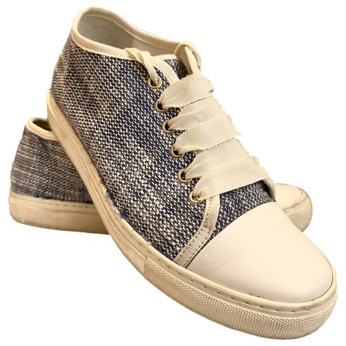 Pre-owned Lanvin Tweed Trainers In Blue
