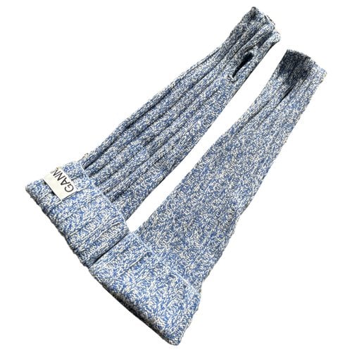 Pre-owned Ganni Wool Gloves In Blue