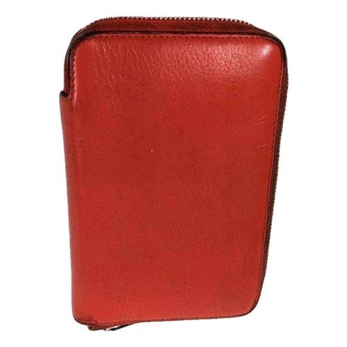 Pre-owned Celine Leather Wallet In Red
