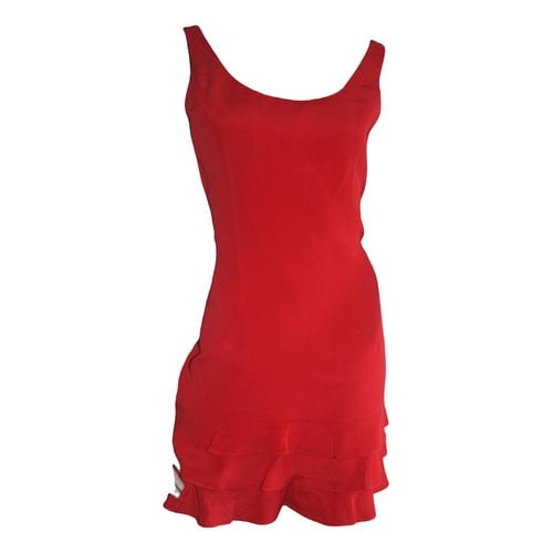 Pre-owned Kenzo Silk Mini Dress In Red
