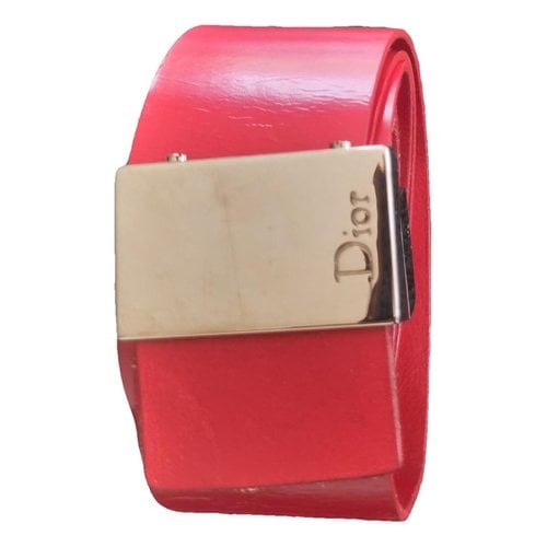 Pre-owned Dior Patent Leather Belt In Red