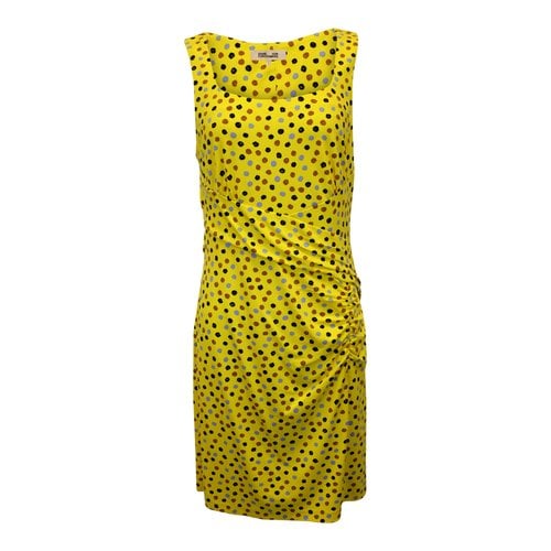 Pre-owned Diane Von Furstenberg Silk Mini Dress In Yellow