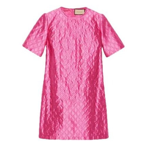 Pre-owned Gucci Silk Mid-length Dress In Pink