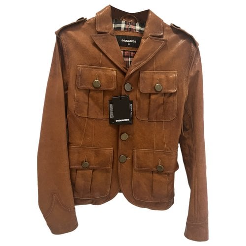 Pre-owned Dsquared2 Leather Short Vest In Brown
