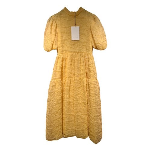 Pre-owned Cecilie Bahnsen Silk Mid-length Dress In Yellow