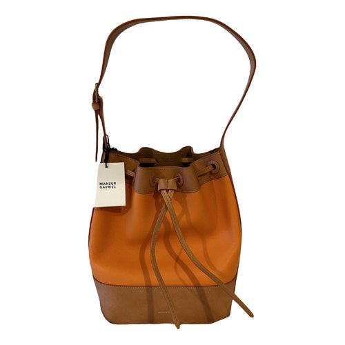 Pre-owned Mansur Gavriel Bucket Leather Handbag In Orange