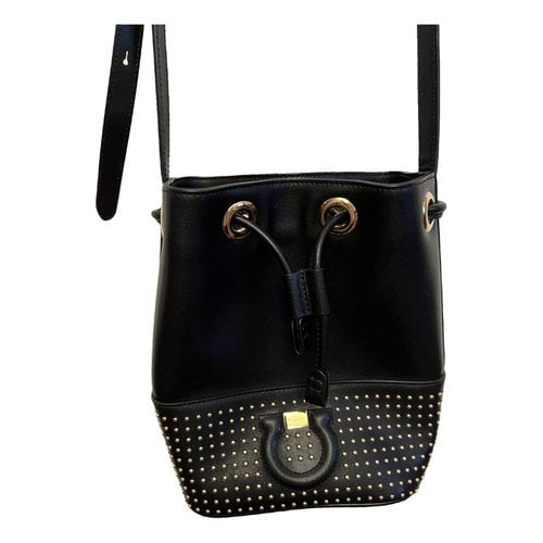 Pre-owned Ferragamo Leather Mini Bag In Black