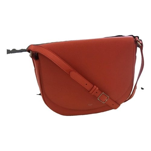 Pre-owned Celine Trotteur Leather Crossbody Bag In Orange