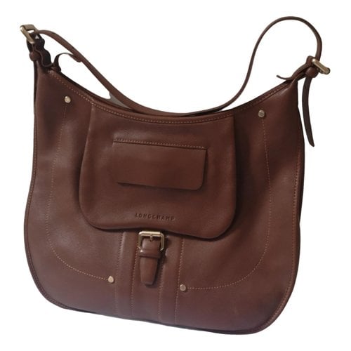 Pre-owned Longchamp Balzane Leather Clutch Bag In Brown