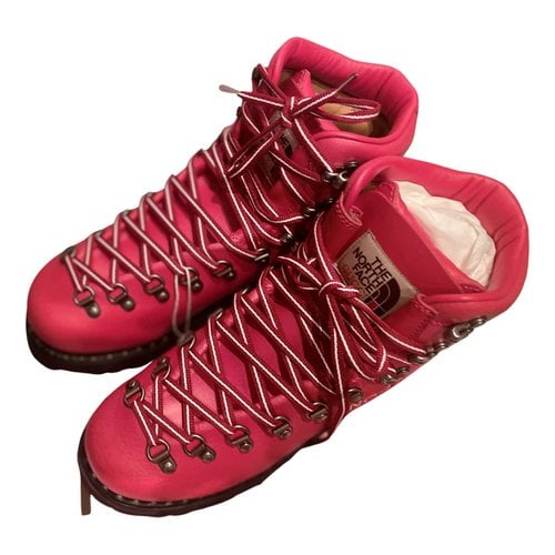 Pre-owned The North Face X Gucci Leather Snow Boots In Pink